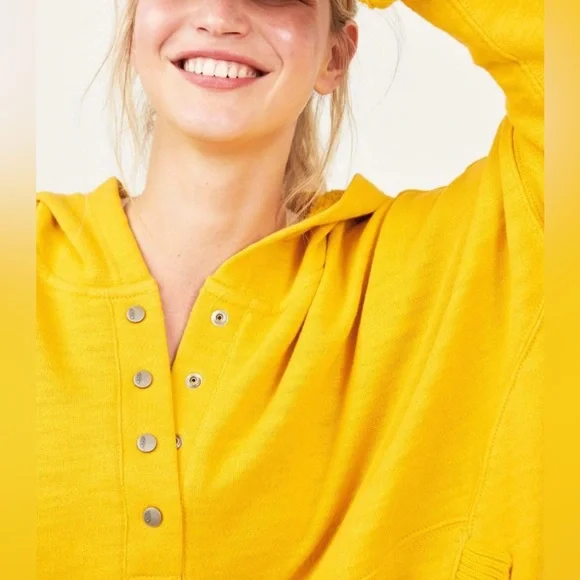 NWT Free People FP Movement Honey Dove Swaying Sunflowers Yellow Pullover Hoodie - Picture 7 of 13